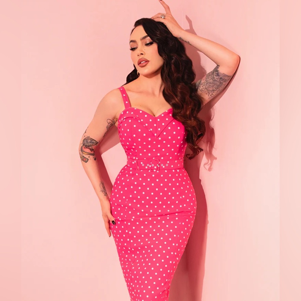 Vixen by Micheline Pitt Polka Dot Wiggle Pinup Dress